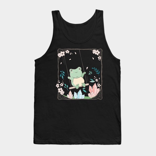 Cottagecore Aesthetic Kawaii Frog Cherry Blossom Tank Top by Alex21